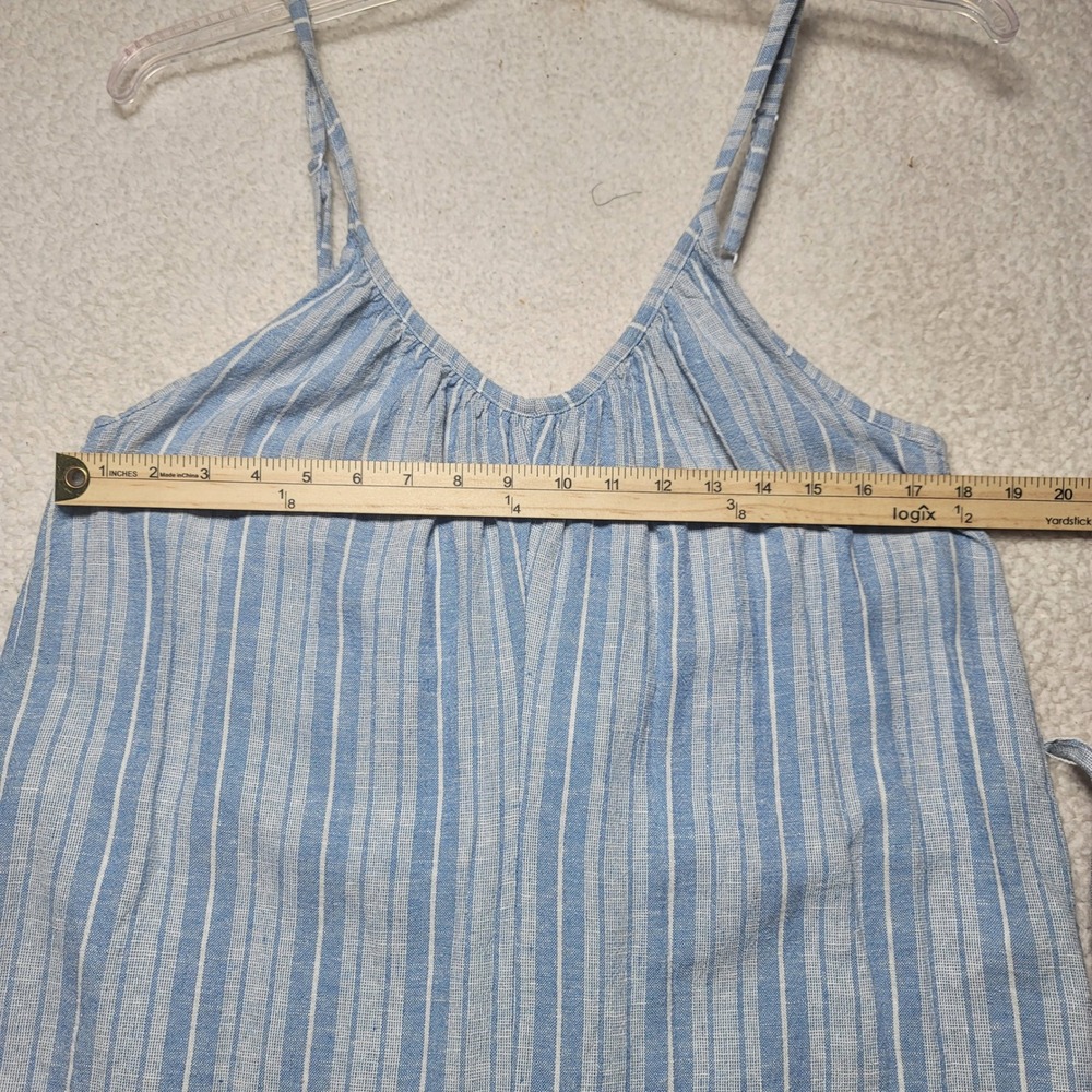 Roxy Riviera Striped Linen Blend Wide Leg Jumpsuit Blue White Large RO80515AQBP5 - Picture 9 of 15